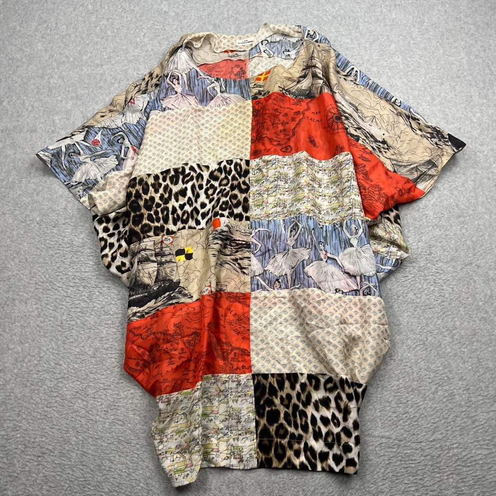 L.P.O. by Laurence Mahéo Kimono Top Womens XS/S‎ Multicolor Patchwork 100% Silk